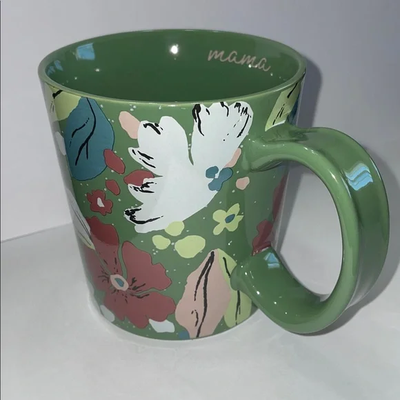 Threshold Mama Green Floral Large Stoneware Coffee Tea Mug 12 Oz Capacity NEW - Picture 10 of 11